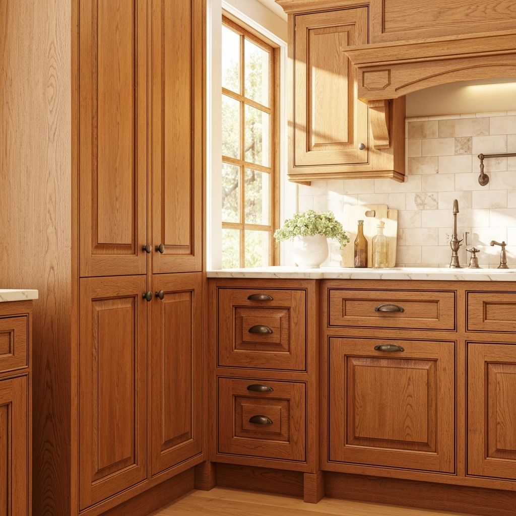Stained kitchen cabinets