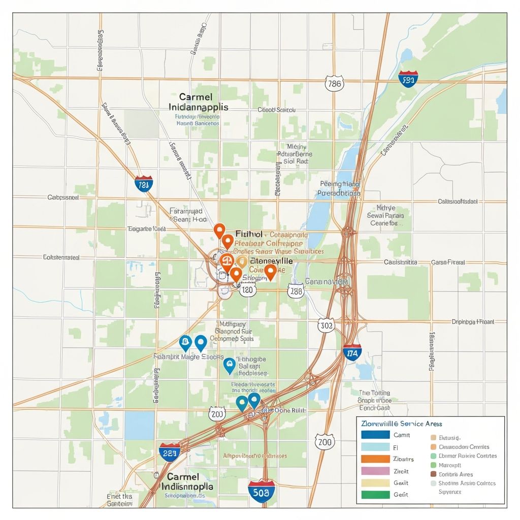 CabinetPro service area map covering Indianapolis metro